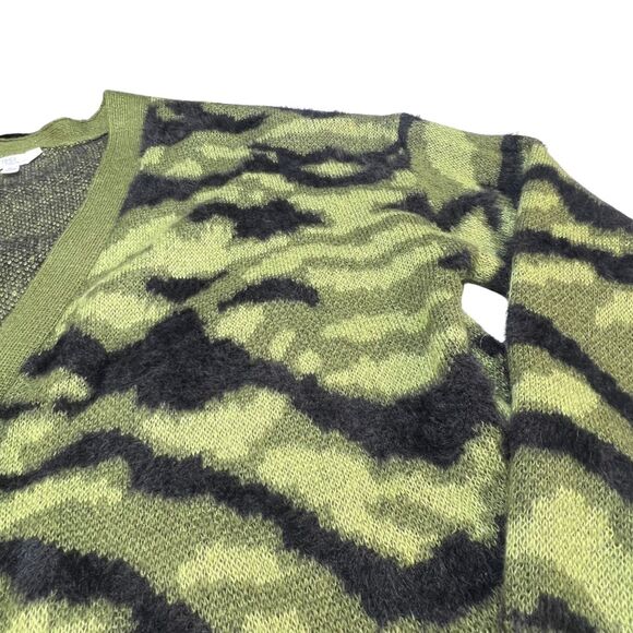 Time And Tru Cardigan XL Green Camo Buttons  Militarycore Edgy Layering Knitwear - Picture 5 of 11